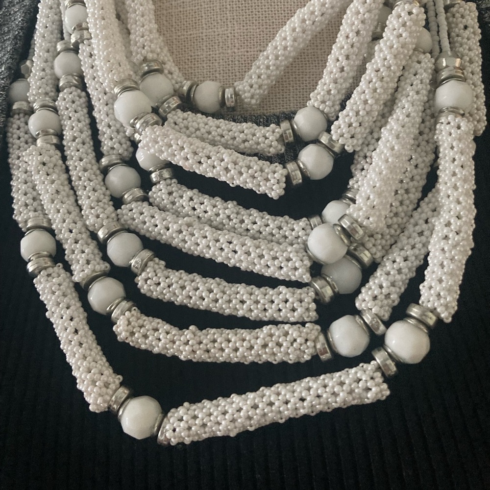 Chico’s multi strand statement necklace.